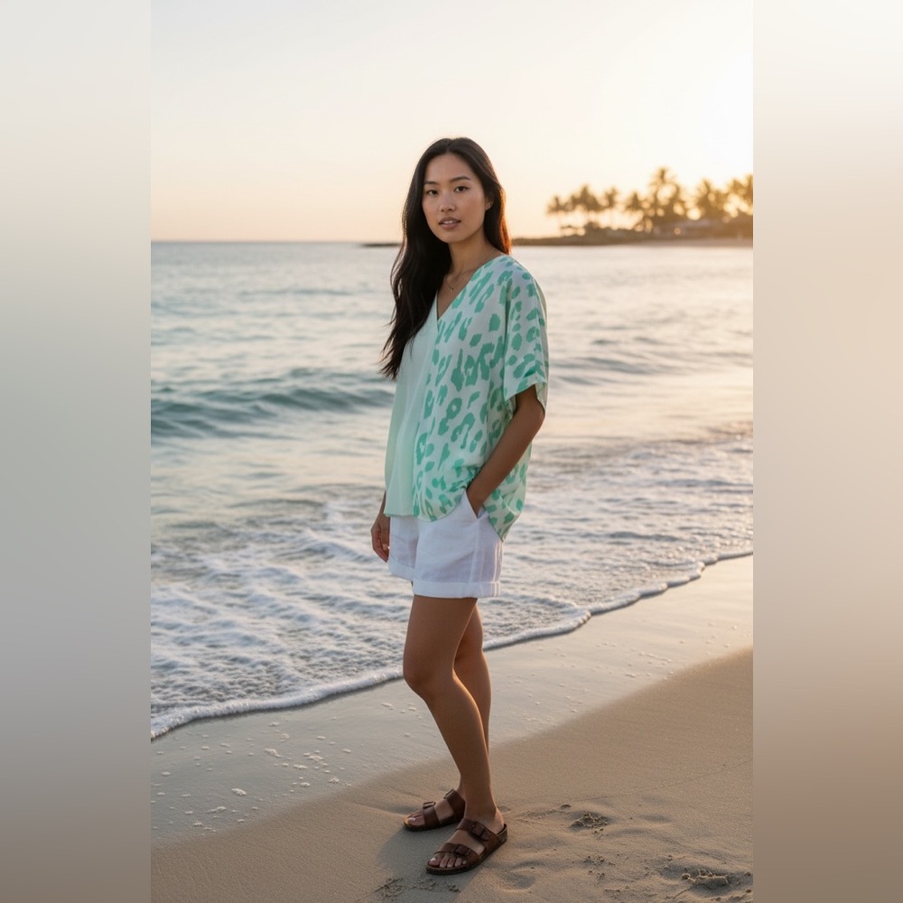Mint Green Leopard Print Blouse